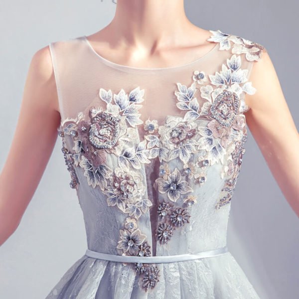 Silver Cocktail Dress Sleeveless A Line Short Prom Dress - Image 5