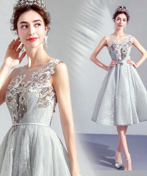silver cocktail dress 961-10