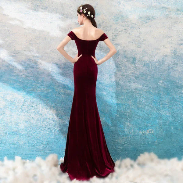 Burgundy mermaid dress 973-02