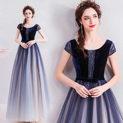Birthday Dress A Line Long Cap Sleeves Colors Prom Dress - Image 4