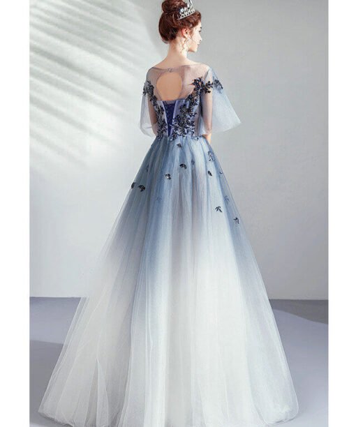 blue and white prom dress 971-05