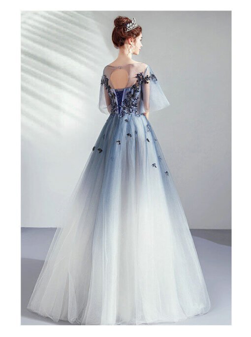 blue and white prom dress 971-05