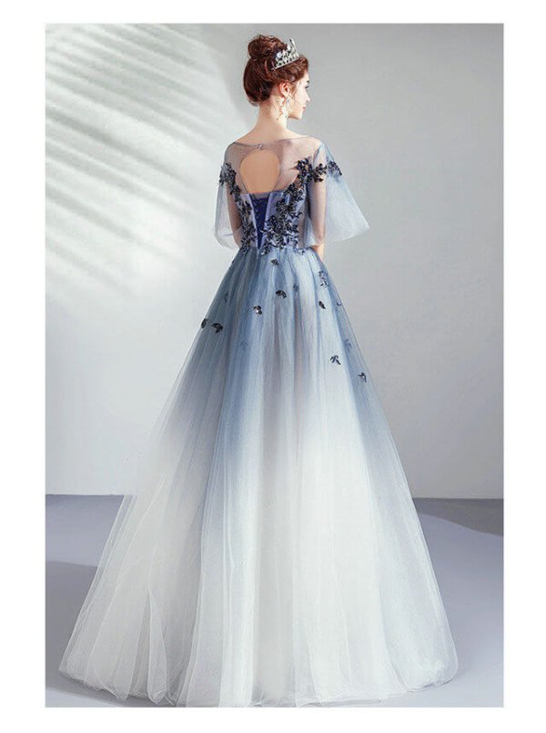 blue and white prom dress 971-05