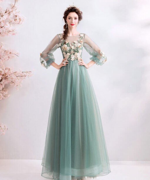 long sleeve prom dress cheap 969-09