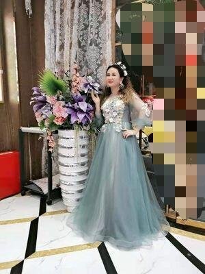 Long Sleeve Prom Dress With Flowers A Line Sale