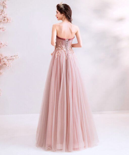 pink strapless prom dress 970-07