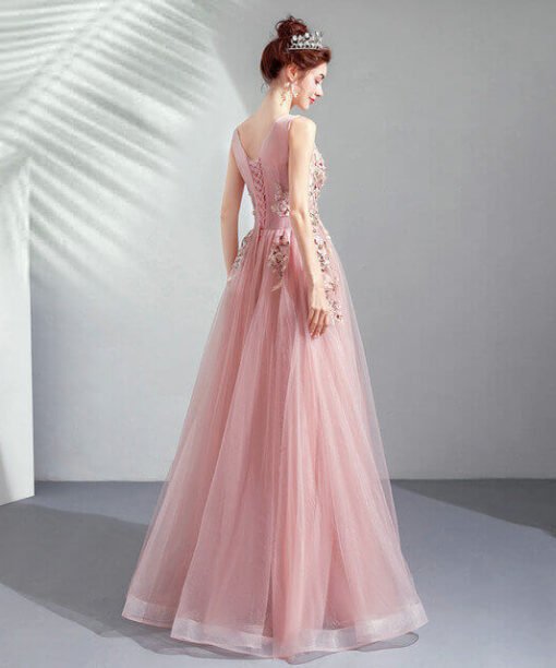 v neck long dress 974-09