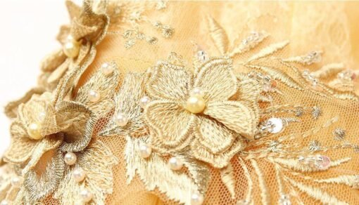 Yellow Prom Dress V Neck Sleeveless Birthday Dress - Image 5