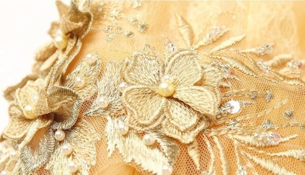 Yellow Prom Dress V Neck Sleeveless Birthday Dress - Image 5