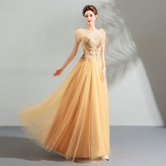 yellow prom gown