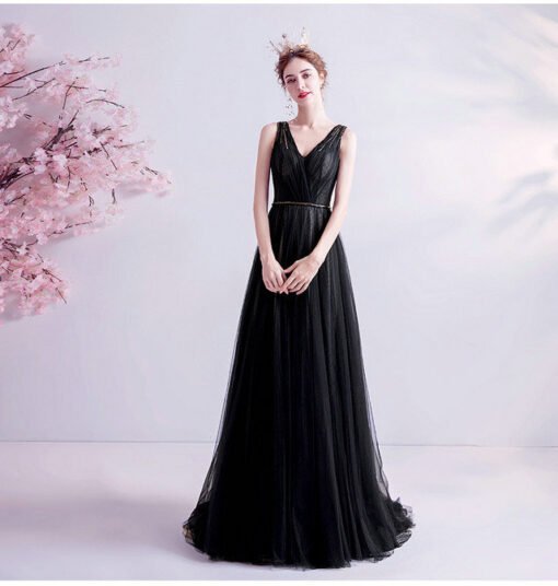 black long evening dress 993-04