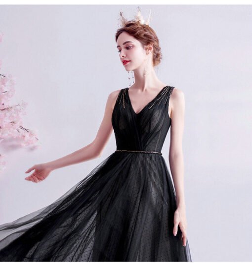 black long evening dress 993-06