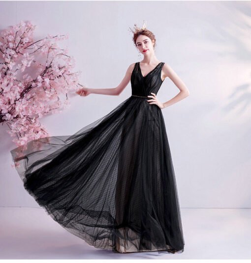 black long evening dress 993-07