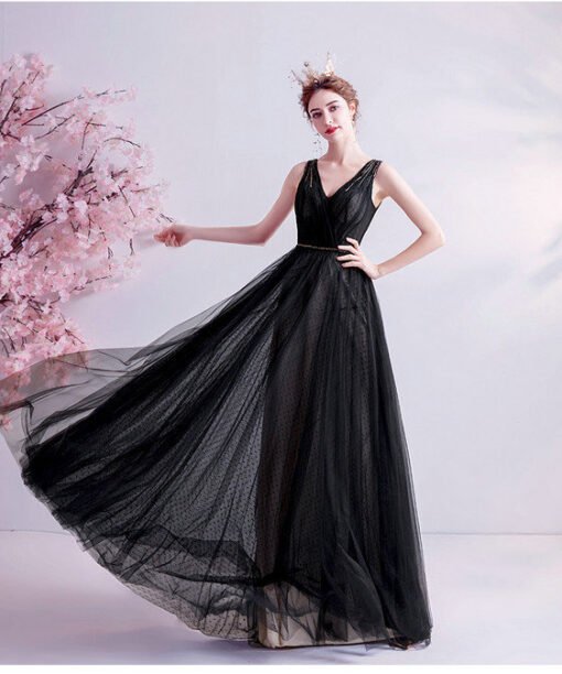 black long evening dress 993-07