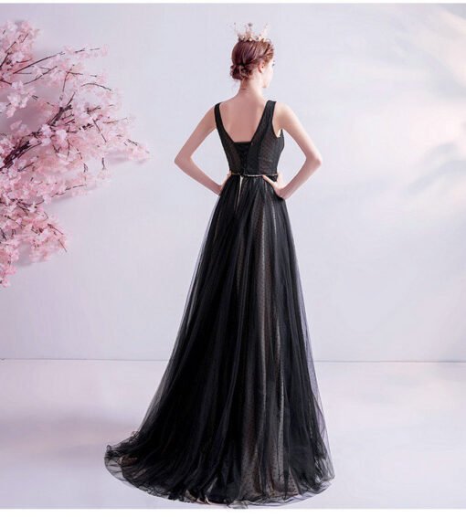 black long evening dress 993-08