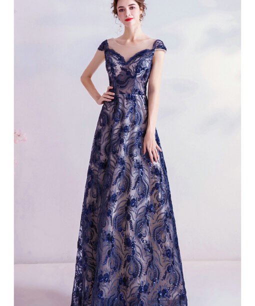 dark blue prom dress 984-05