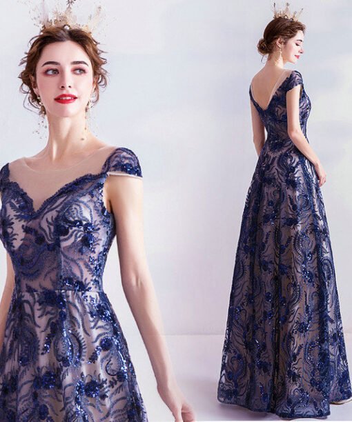 dark blue prom dress 984-08