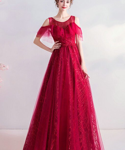 dark red prom dress 989-04