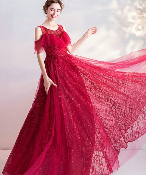 dark red prom dress 989-06