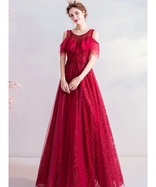 dark red prom dress 989-08
