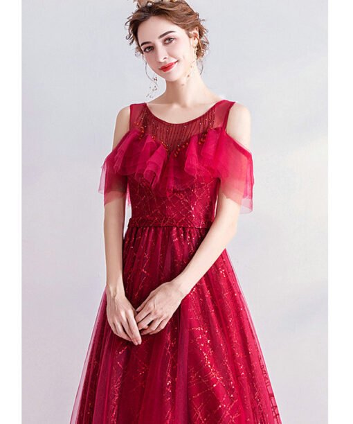 dark red prom dress 989-09