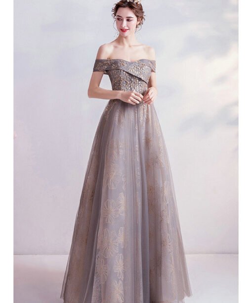 grey formal gown 987-07