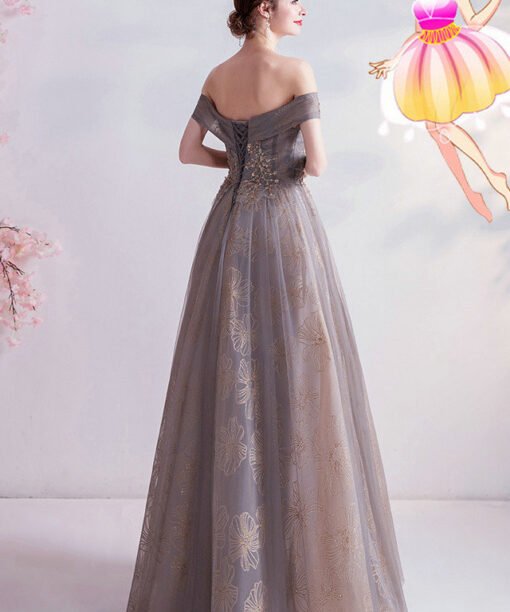 grey formal gown 987-08