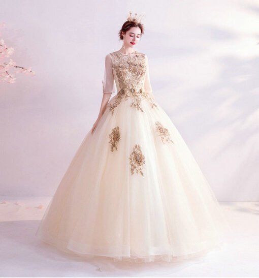 half sleeve ball gown 991-02