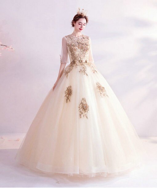 half sleeve ball gown 991-02