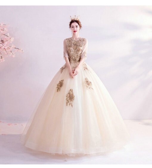 half sleeve ball gown 991-04