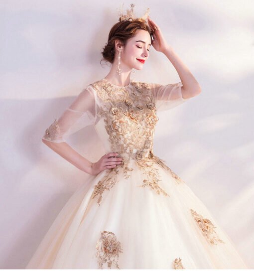 half sleeve ball gown 991-05