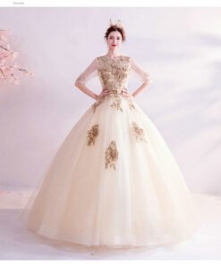half sleeve ball gown 991-06