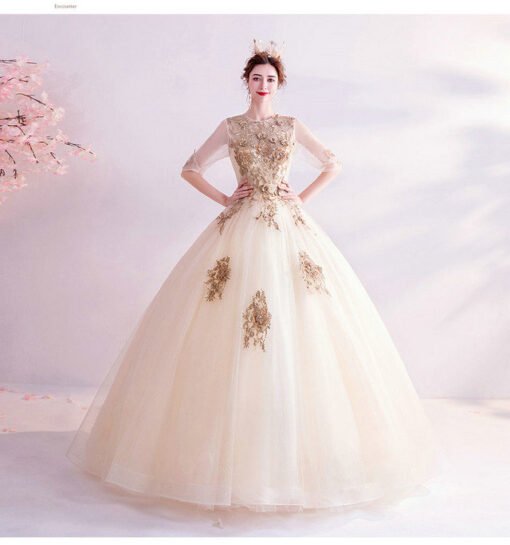 half sleeve ball gown 991-06