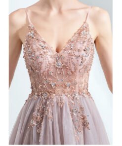Spaghetti Strap pink dress 1006-04