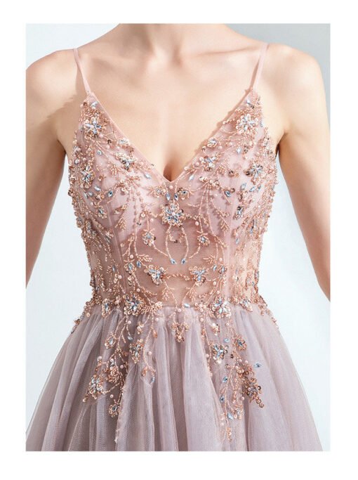 Spaghetti Strap pink dress 1006-04