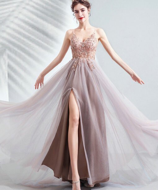 Spaghetti Strap pink dress 1006-07