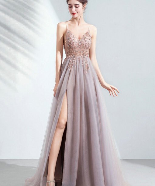 Spaghetti Strap pink dress 1006-08