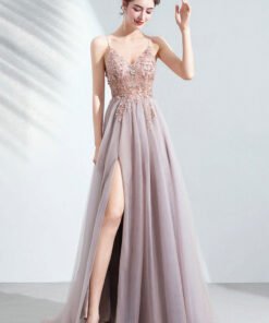 Spaghetti Strap pink dress 1006-09