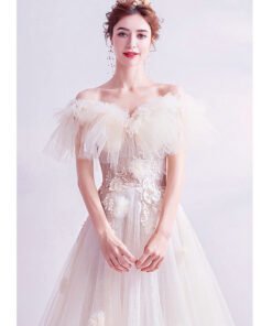 a line wedding dress with train 1011-01