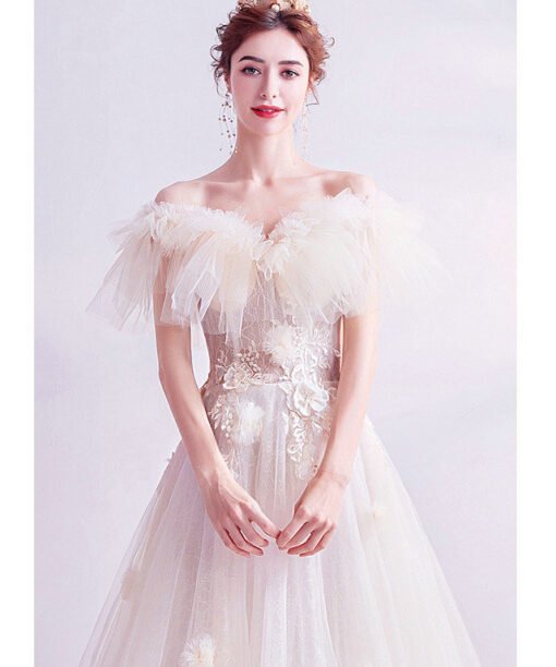 a line wedding dress with train 1011-01