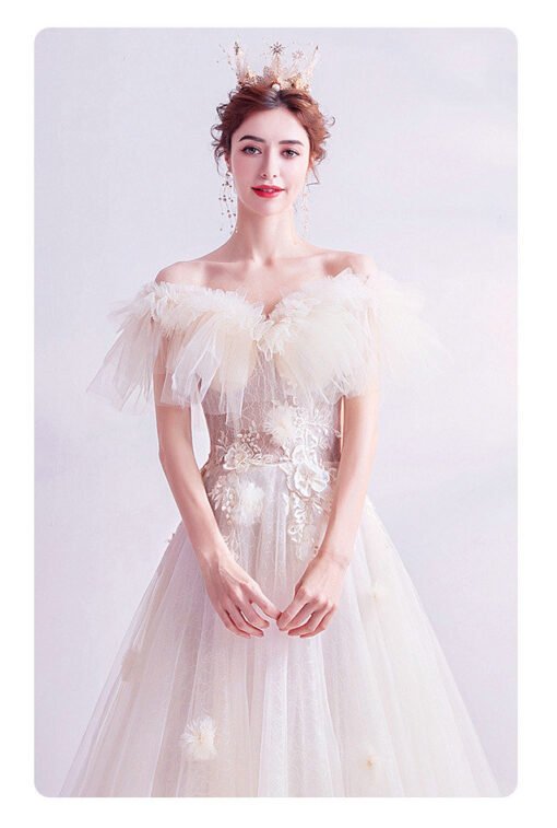 a line wedding dress with train 1011-01