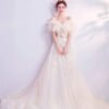a line wedding dress with train 1011-05