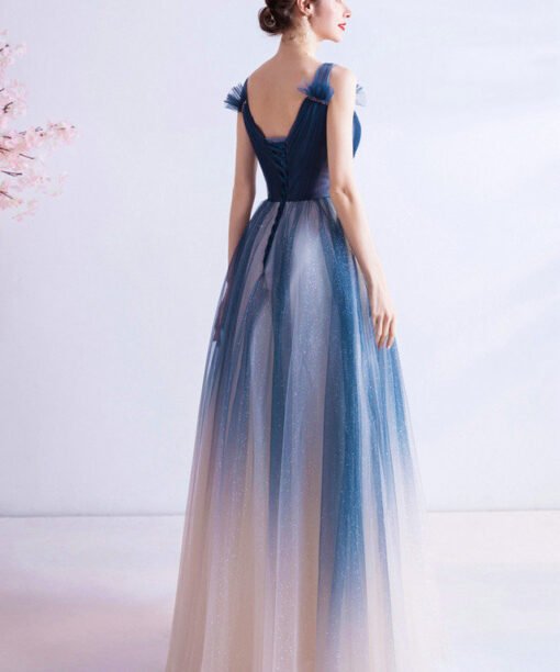 blue and pink prom dress 1001-04