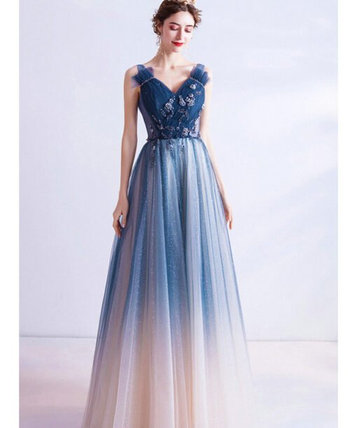blue and pink prom dress 1001-05