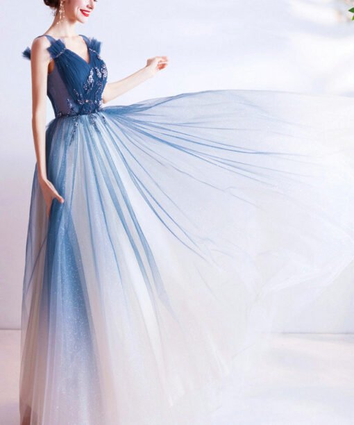 blue and pink prom dress 1001-07