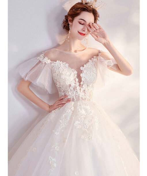 deep v neck wedding dress 998-06