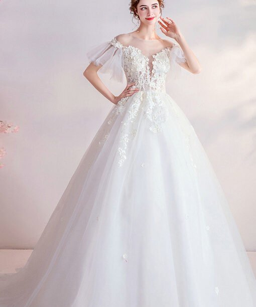 deep v neck wedding dress 998-08