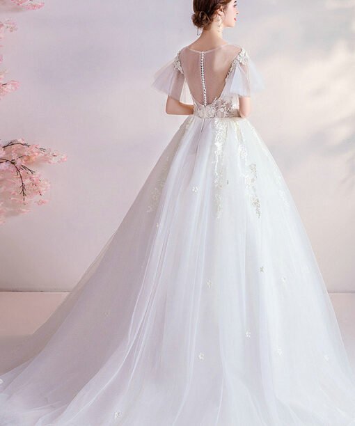 deep v neck wedding dress 998-10