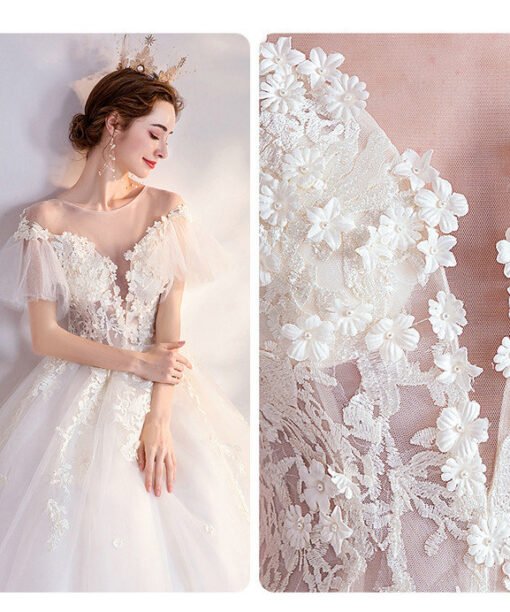 deep v neck wedding dress 998-11