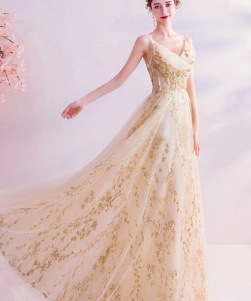 gold formal dress 1019-001